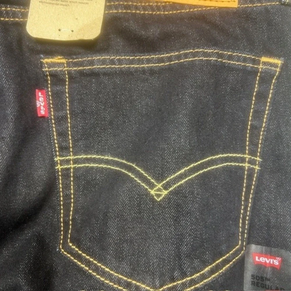 Levi's 505 Jeans Men's 34X30 Blue Dark Wash Denim Regular Eco Ease IRREGULAR NEW